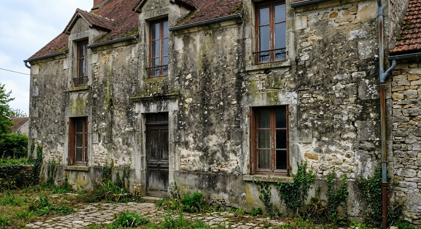 Toiture noircie avant traitement à Roubaix (59)